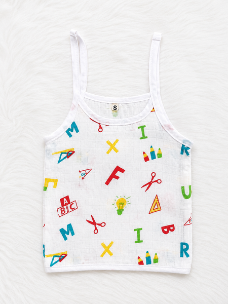 baby muslin camisole
alphabet print baby vest
educational print baby clothes
newborn cotton camisole
muslin baby clothing
baby sleeveless top
newborn summer wear
cotton baby vest
newborn baby clothes India
muslin cotton baby wear
soft newborn clothing
breathable baby clothes
baby learning print clothes
infant camisole vest
newborn essentials India
baby daily wear
unisex baby clothing
muslin vest for newborn